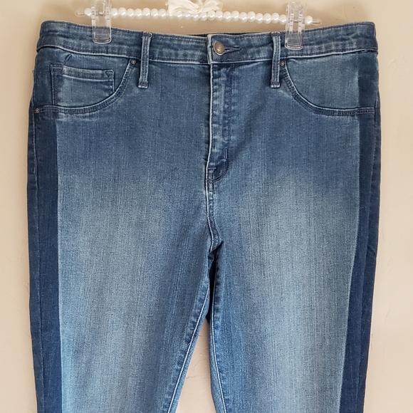 Mossimo Jegging Womens 14 Blue Two Tone Striped High Rise Denim Plus Size Jeans - Picture 4 of 10